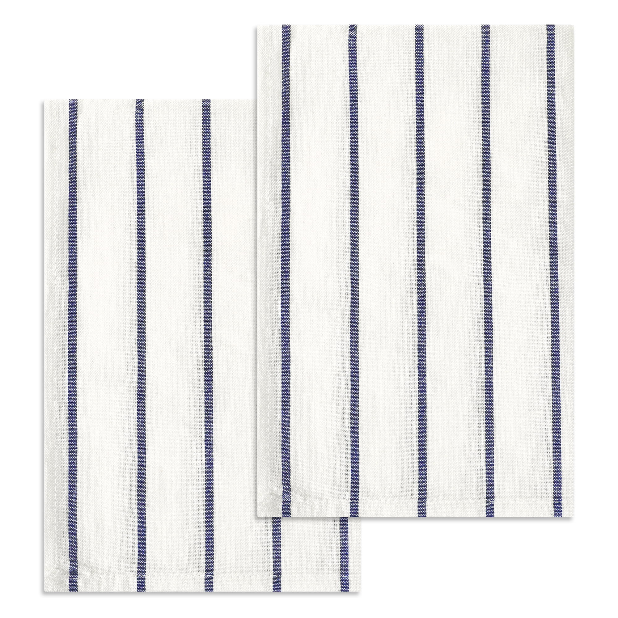 Unique Bargains Cotton Hand Towels Absorbent Lint Free Dish Kitchen Towels 24 x 16 Inch Blue Pinstriped 2pk