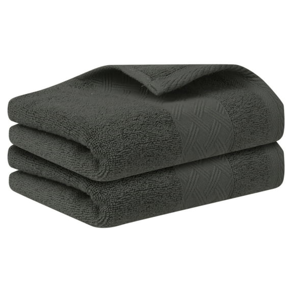 Unique Bargains Cotton Hand Towels Highly Absorbent Multi-Purpose Towel Dark Brown 2pk