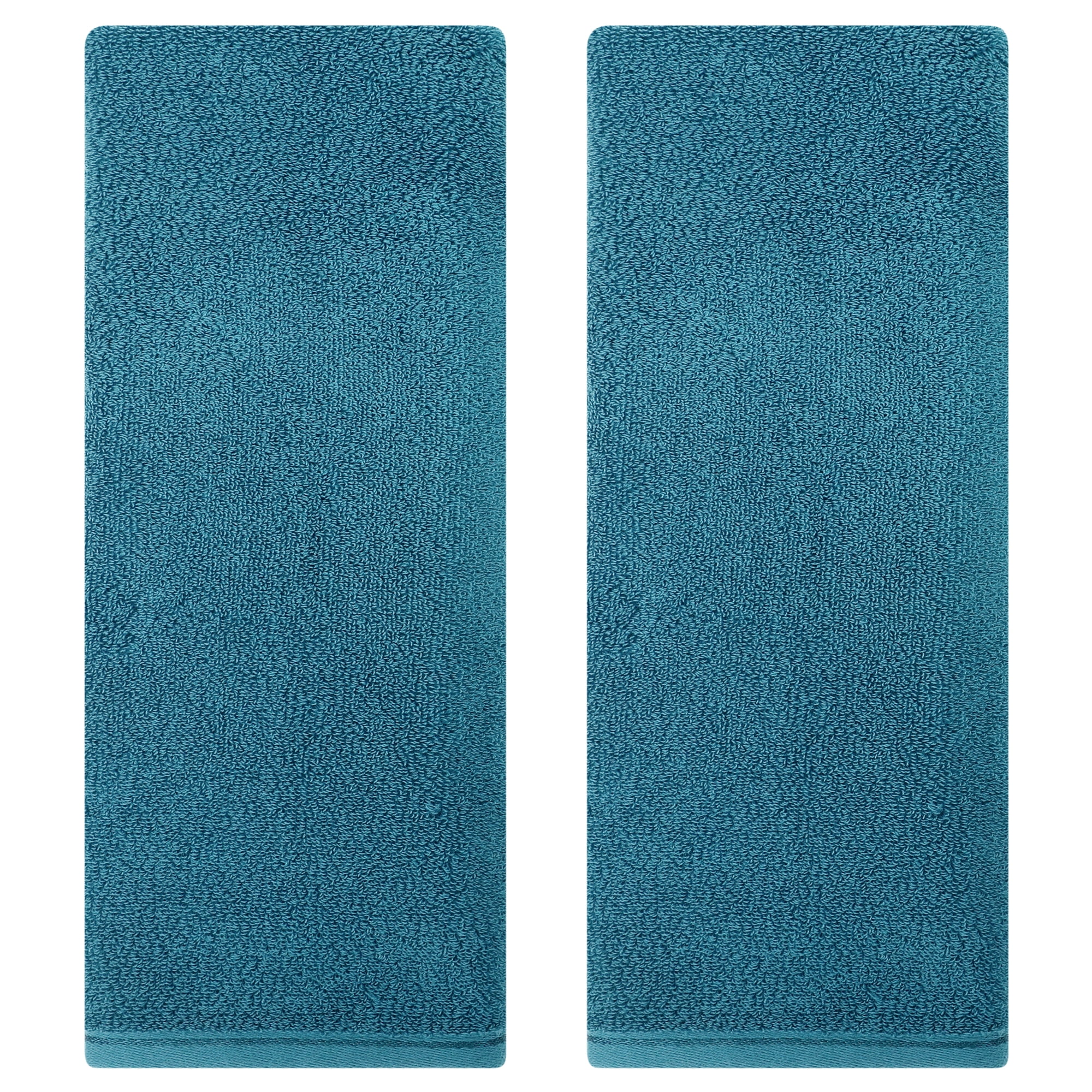 Unique Bargains Cotton Hand Towels Soft Absorbent Towel Set Dark Cyan 2-Piece