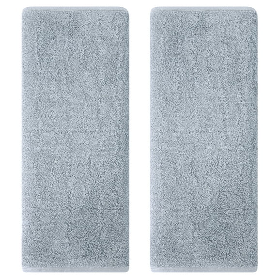Unique Bargains Cotton Hand Towels Soft Absorbent Towel Set Light Grey 2-Piece