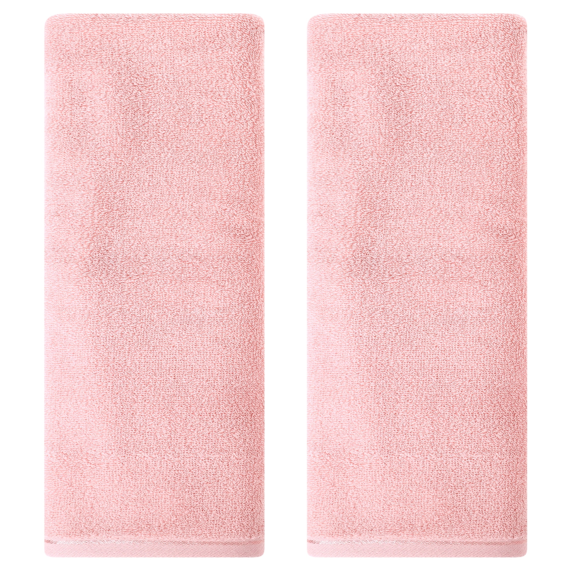Unique Bargains Cotton Hand Towels Soft Absorbent Towel Set Pink 2-Piece