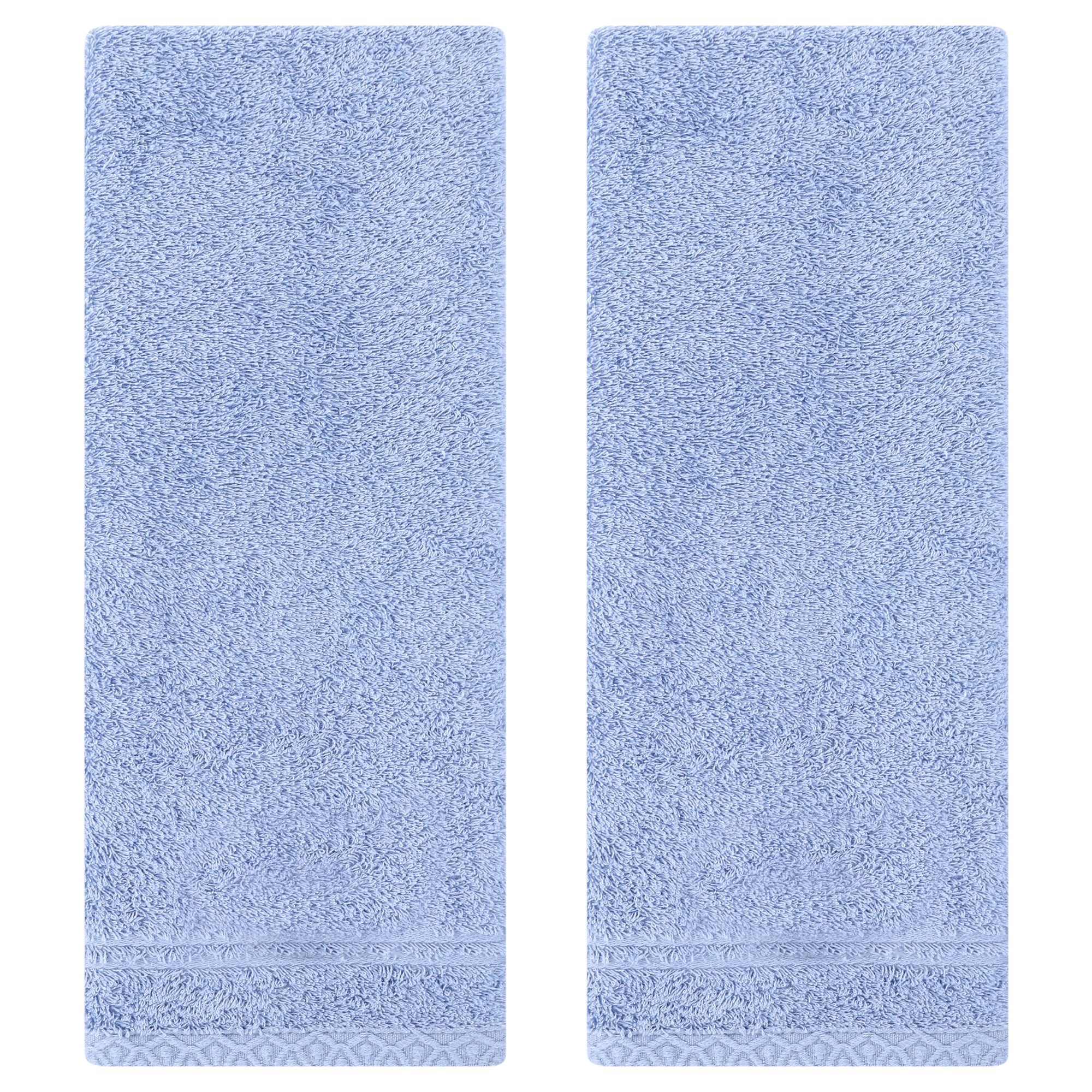 Unique Bargains Cotton Hand Towels Solid Soft Absorbent Towels Blue 2-Piece