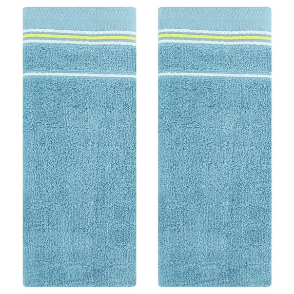 Unique Bargains Cotton Hand Towels Solid Soft Absorbent Towels Dark Blue 2-Piece