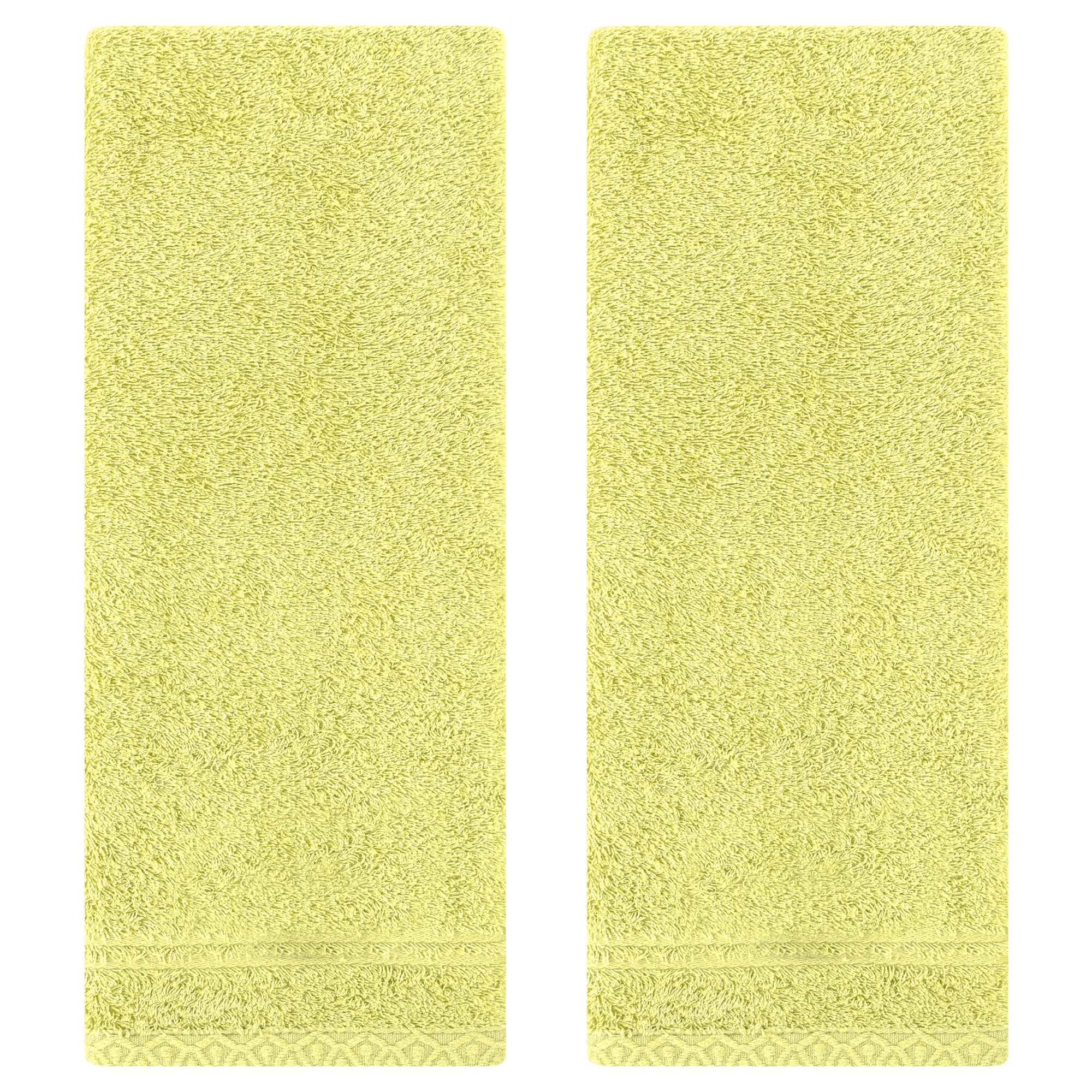 Unique Bargains Cotton Hand Towels Solid Soft Absorbent Towels Green 2-Piece