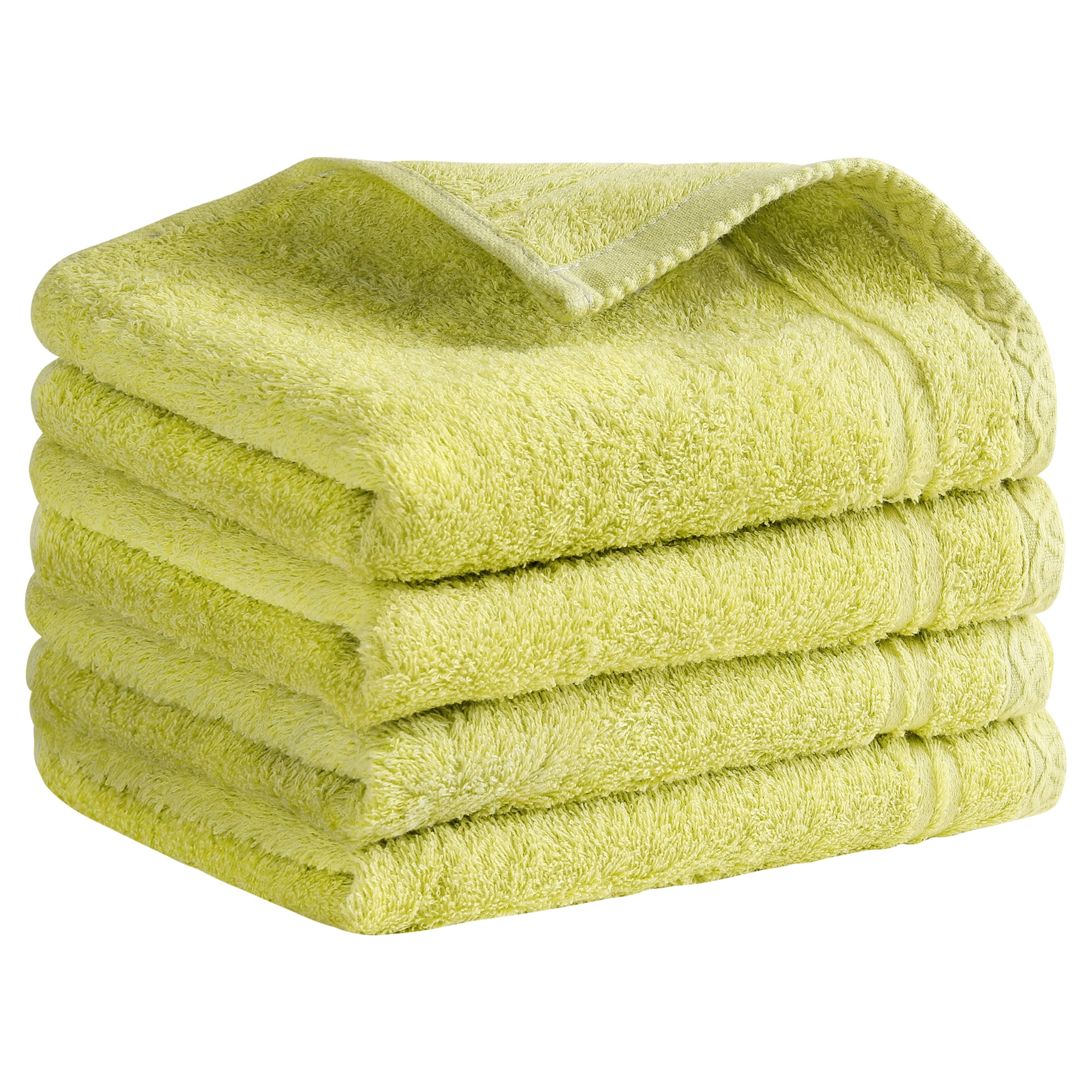 Unique Bargains Cotton Hand Towels Solid Soft Absorbent Towels Green 4-Piece