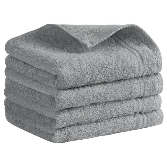 Unique Bargains Cotton Hand Towels Solid Soft Absorbent Towels Grey 4-Piece