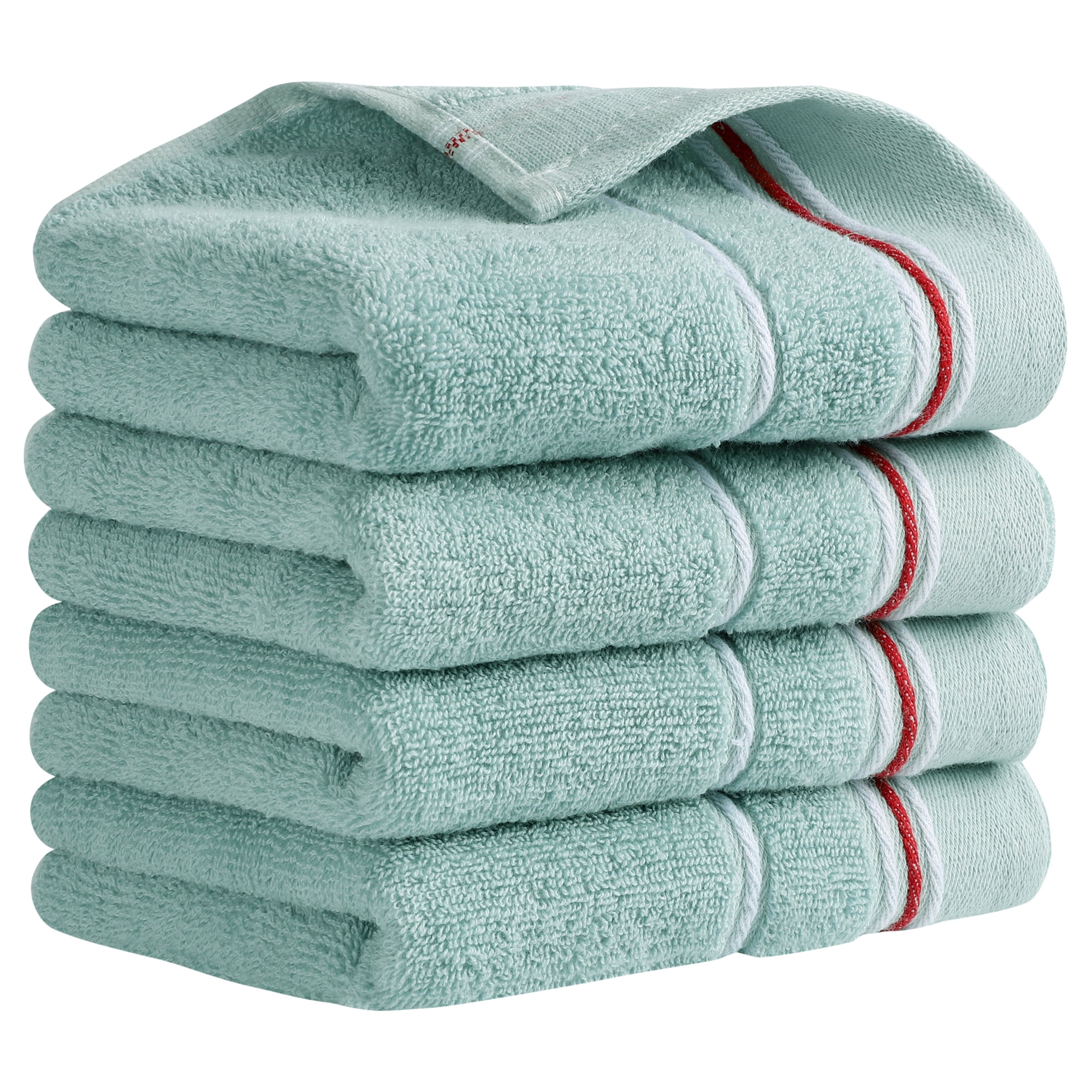 Unique Bargains Cotton Hand Towels Solid Soft Absorbent Towels Light Blue 4-Piece
