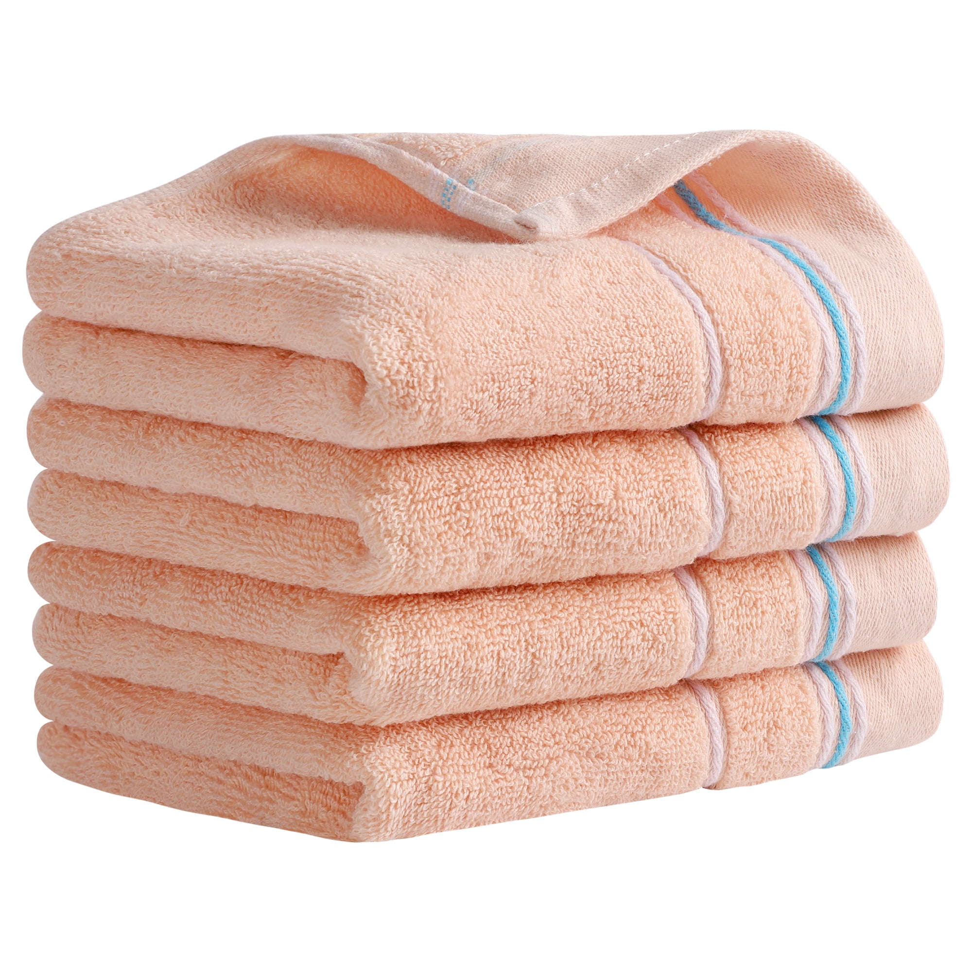 Unique Bargains Cotton Hand Towels Solid Soft Absorbent Towels Pink 4-Piece