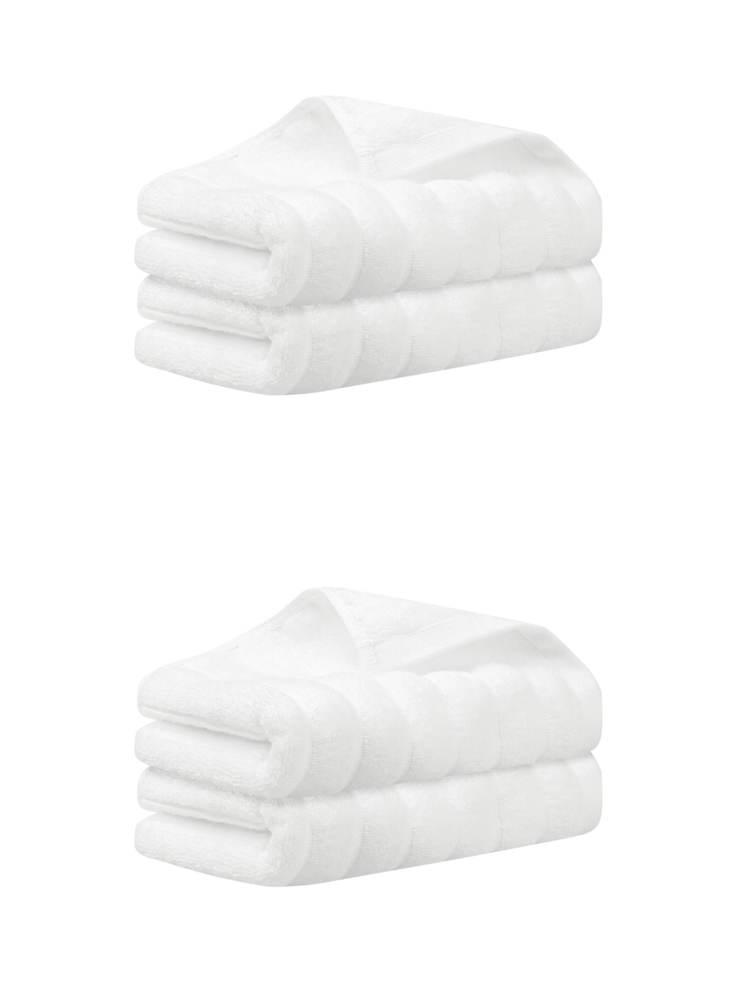 Unique Bargains Cotton Hand Towels Striped Pattern Decorative Towel White 14" x 30"