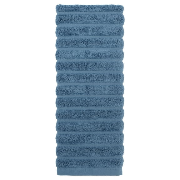 Unique Bargains Cotton Striped Hand Towel for Bathroom 14" x 30" Blue Pack of 2