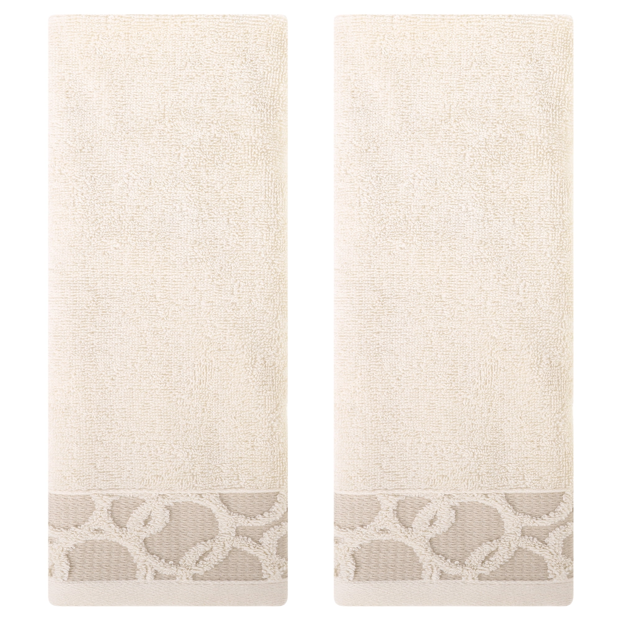 Unique Bargains Cotton Jacquard Hand Towels Soft Absorbent Camel 2 Piece