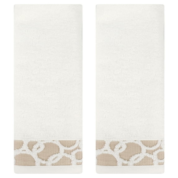 Unique Bargains Cotton Jacquard Hand Towels Soft Absorbent White 2 Piece