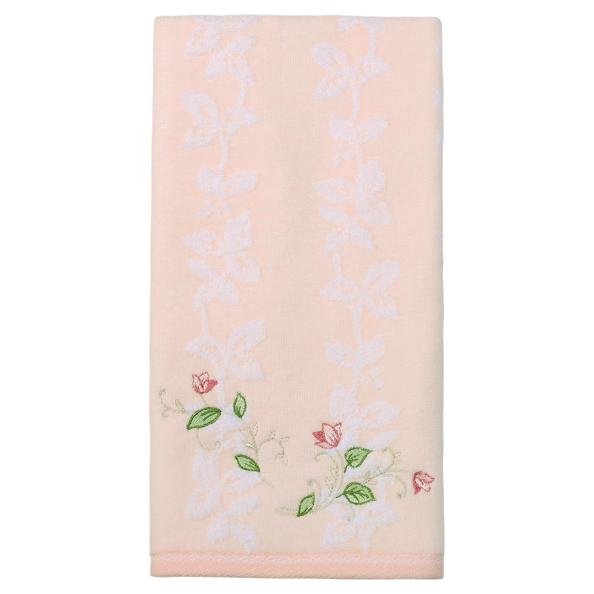 Unique Bargains Cotton Jacquard Hand Towels with Floral Embroidery Orange 1pc 27" x 13"