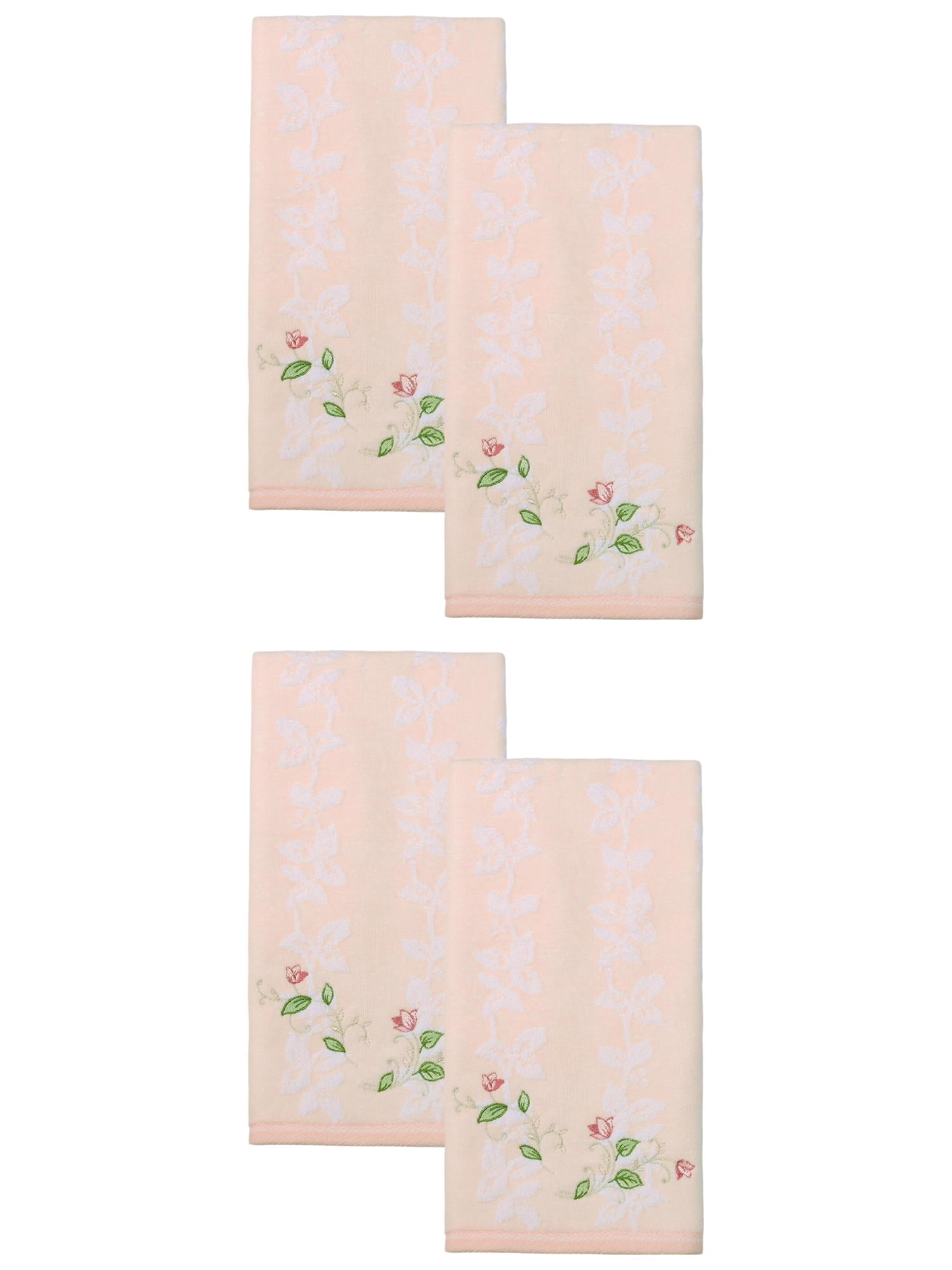 Unique Bargains Cotton Jacquard Hand Towels with Floral Embroidery Orange 27" x 13"