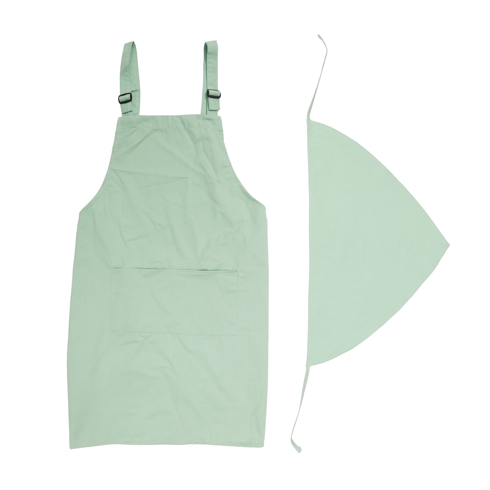 Unique Bargains Cotton Kitchen Apron with Headband for Cooking Baking Cleaning Green