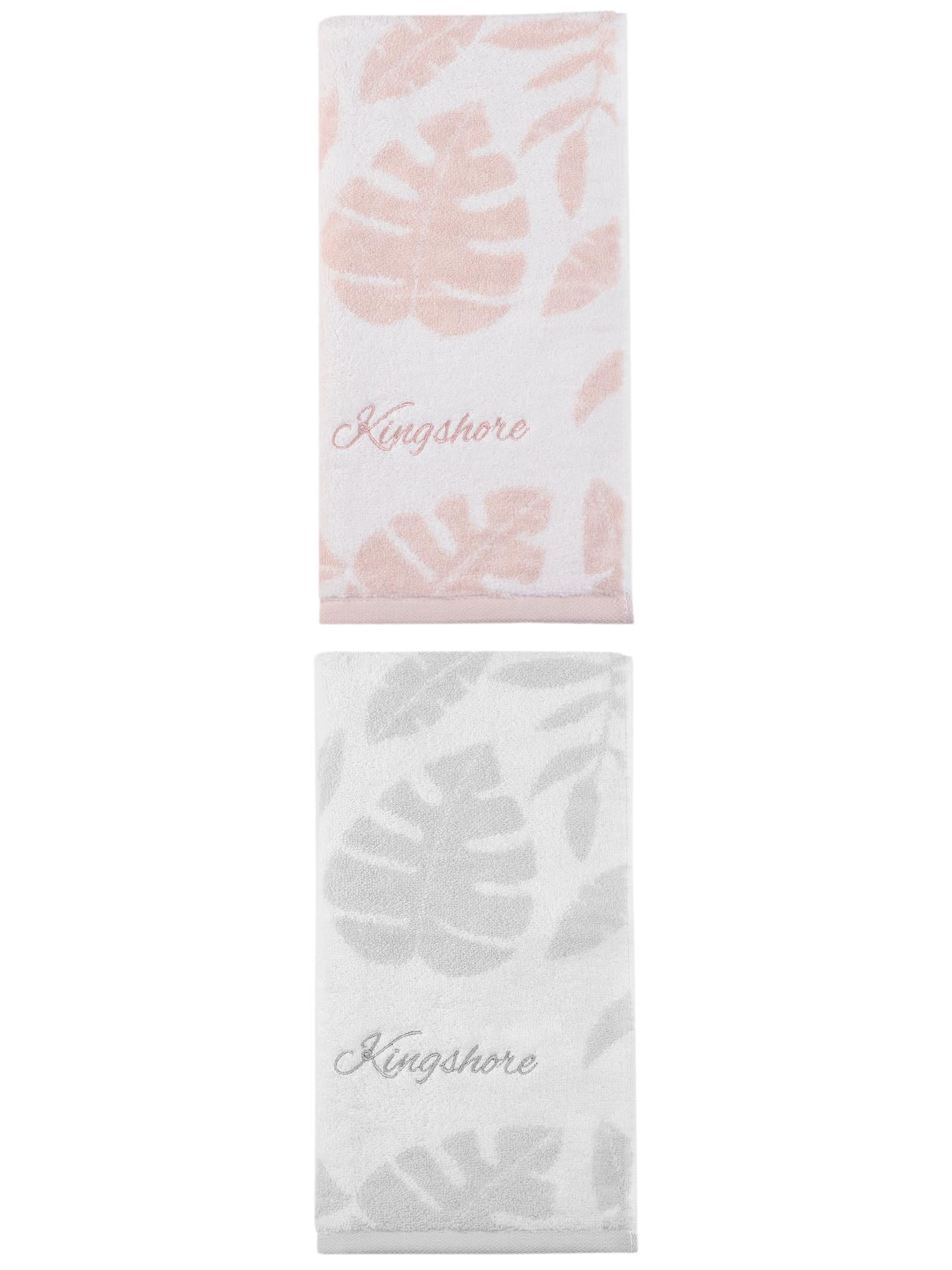 Unique Bargains Cotton Leaf Jacquard Soft Absorbent Hand Towel Brown/Grey 28" x 13"