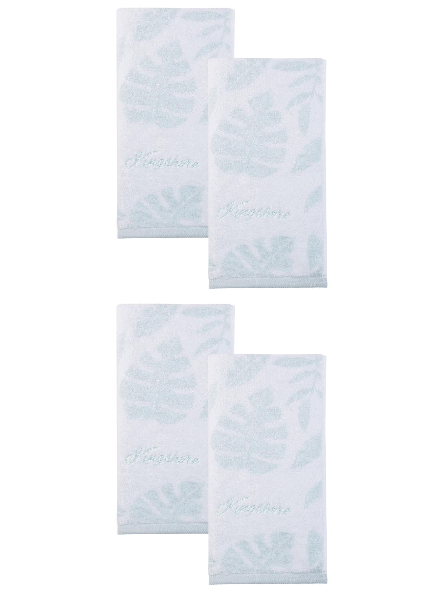 Unique Bargains Cotton Leaf Jacquard Soft Absorbent Hand Towel Green 28" x 13"