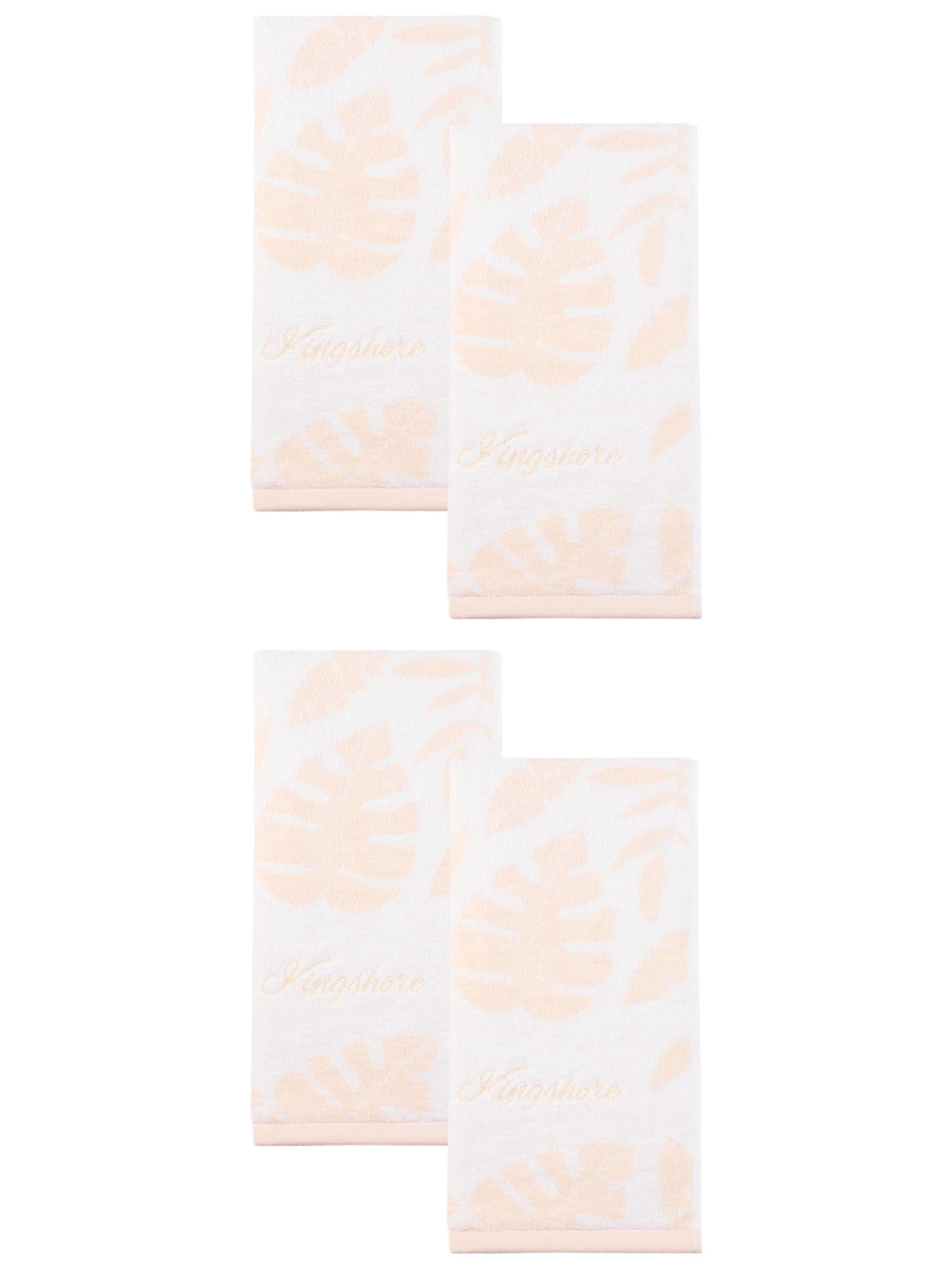 Unique Bargains Cotton Leaf Jacquard Soft Absorbent Hand Towel Yellow 28" x 13"