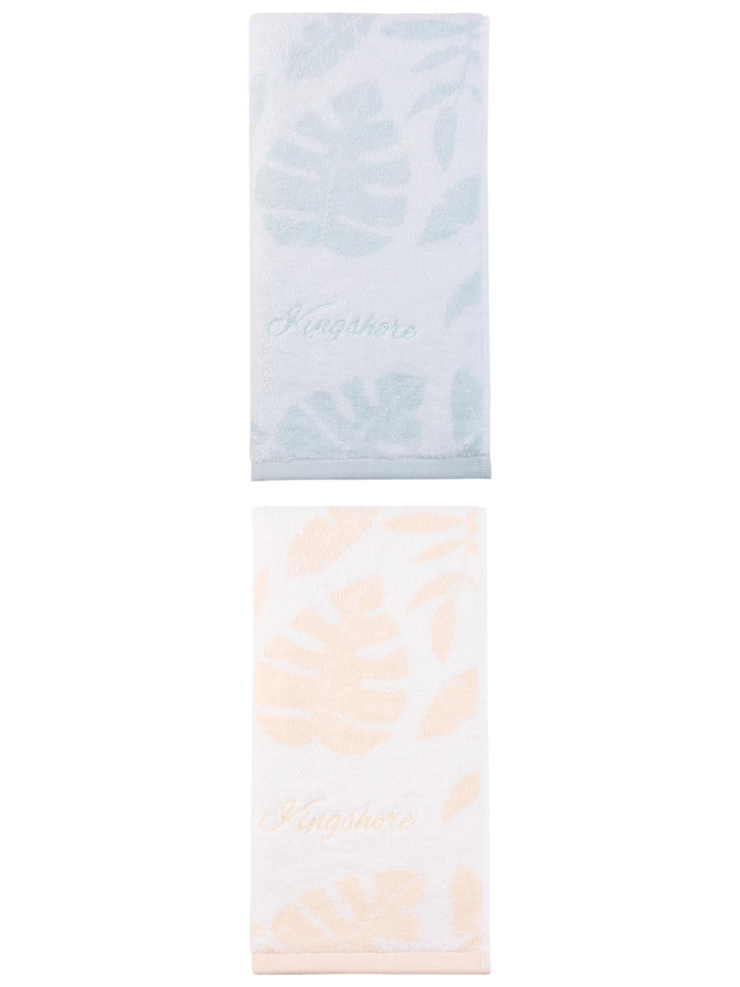 Unique Bargains Cotton Leaf Jacquard Soft Absorbent Hand Towel Yellow/Green 28" x 13"