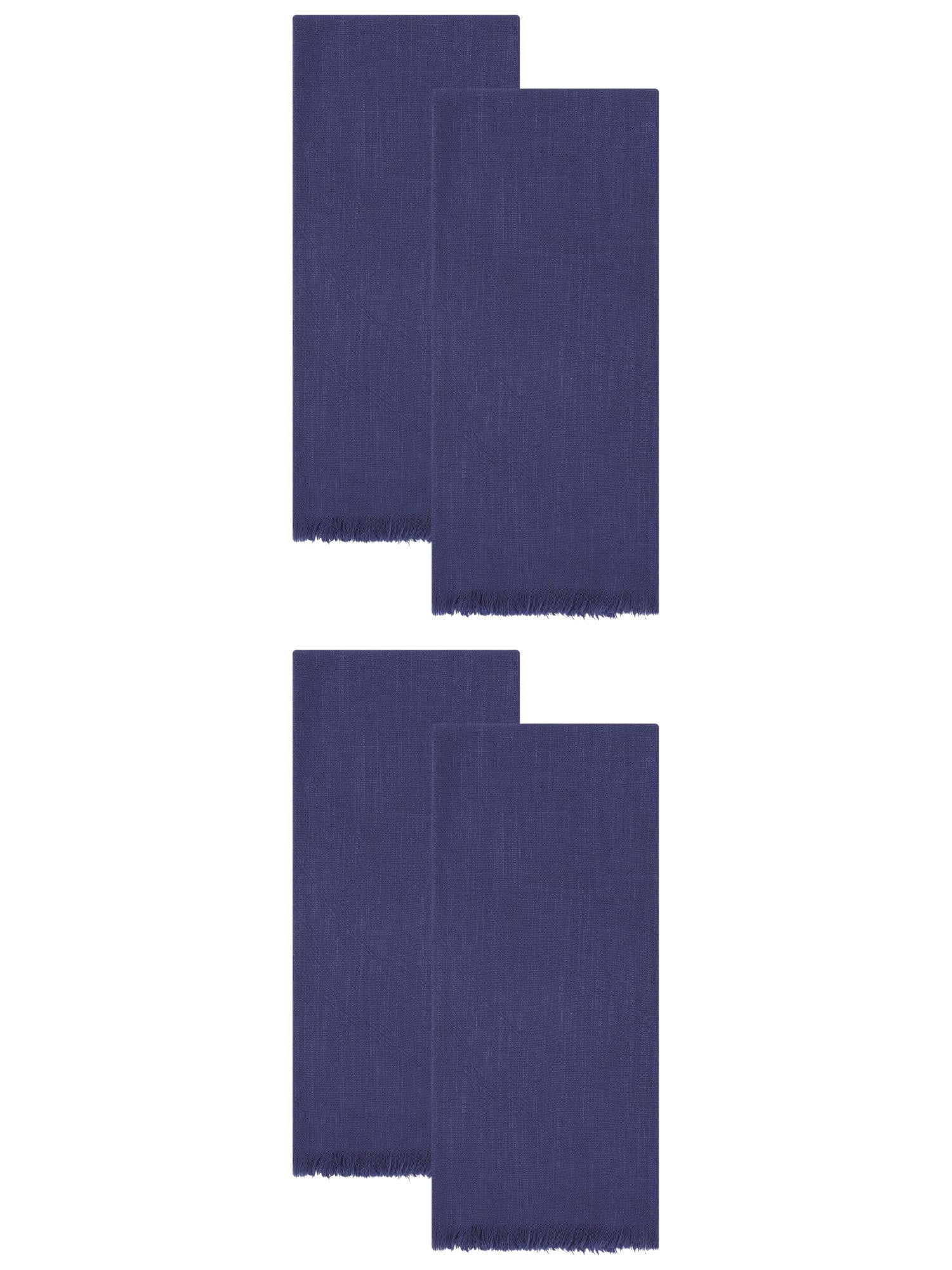 Unique Bargains Cotton Linen Absorbent Kitchen Towels 4 Pack Royal Blue 18" x 18"
