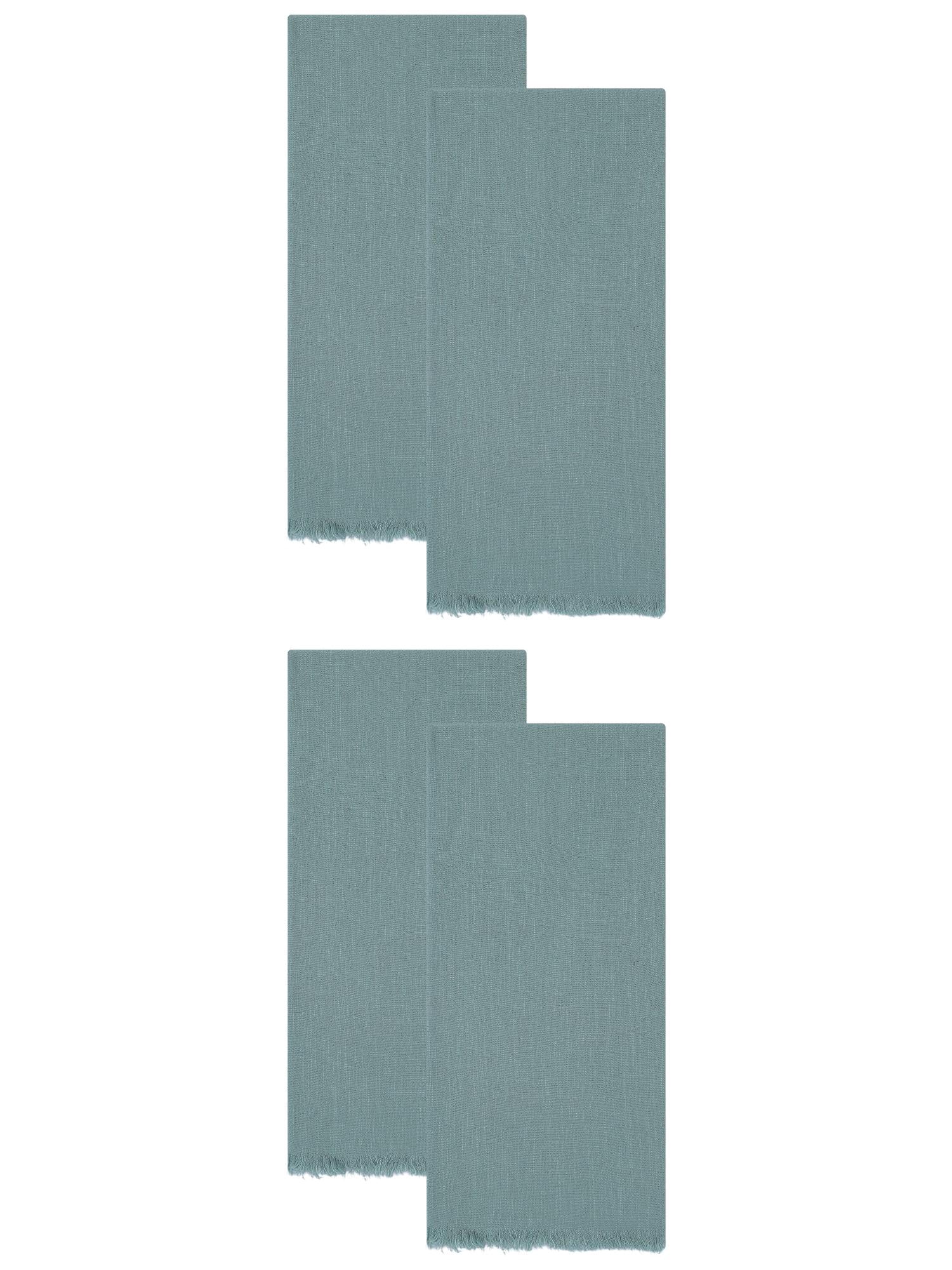 Unique Bargains Cotton Linen Absorbent Soft Kitchen Towels 4 Pack Light Green 18" x 18"