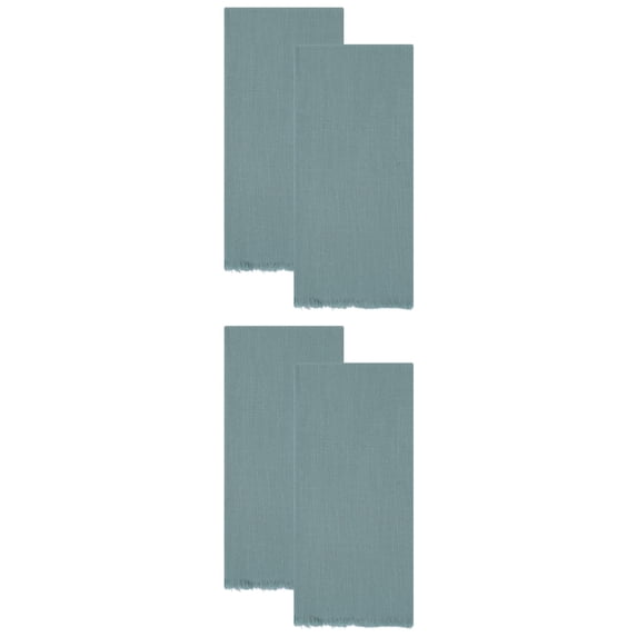 Unique Bargains Cotton Linen Absorbent Soft Kitchen Towels 4 Pack Light Green 18" x 18"