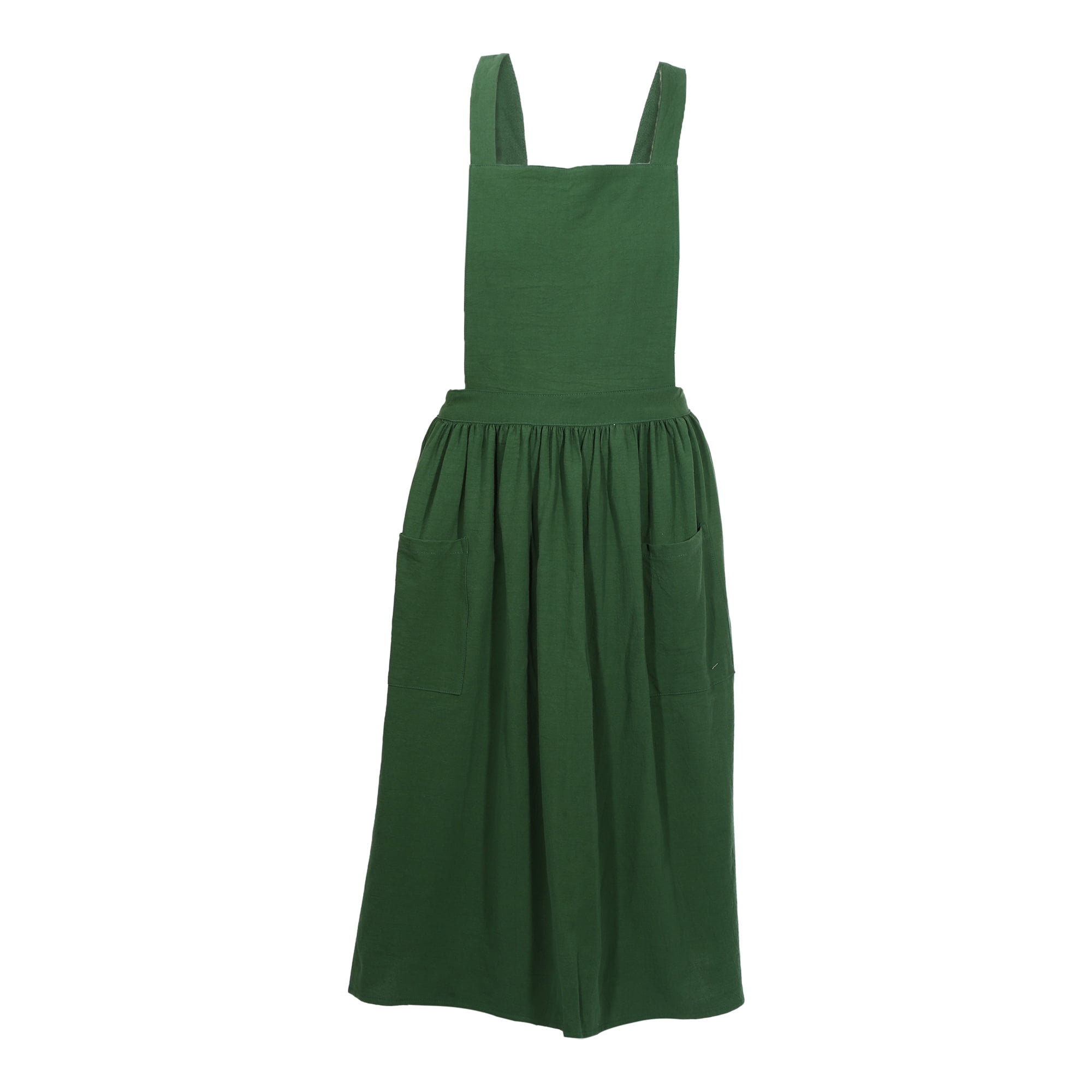 Unique Bargains Cotton Linen Apron Cross Back Apron Cooking Apron Dress  Aprons for Women Man for Kitchen BBQ Green - Walmart.com