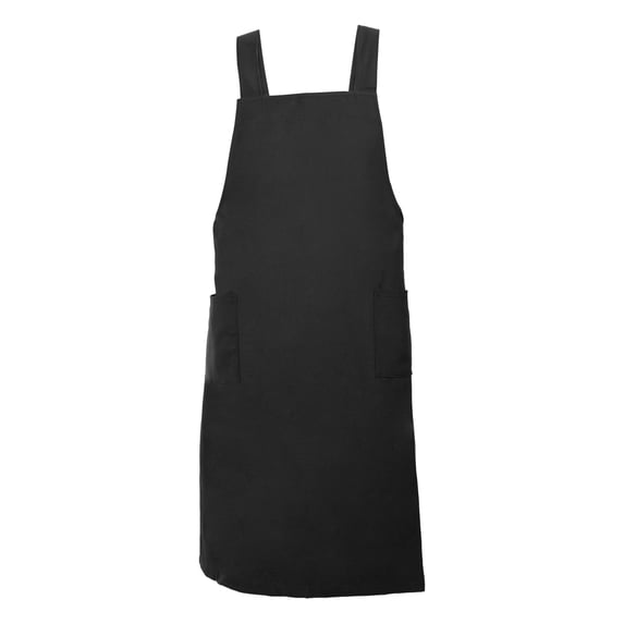 Unique Bargains Cotton Linen Apron Cross Back Apron with Pockets Black