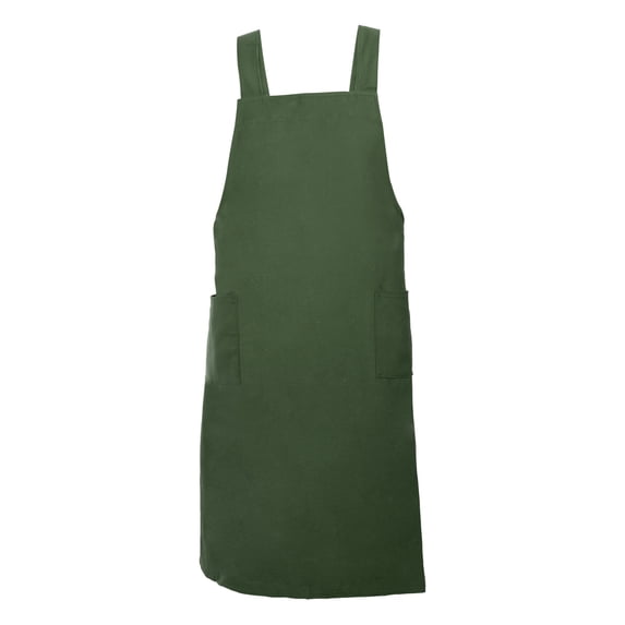 Unique Bargains Cotton Linen Apron Cross Back Apron with Pockets Dark Green