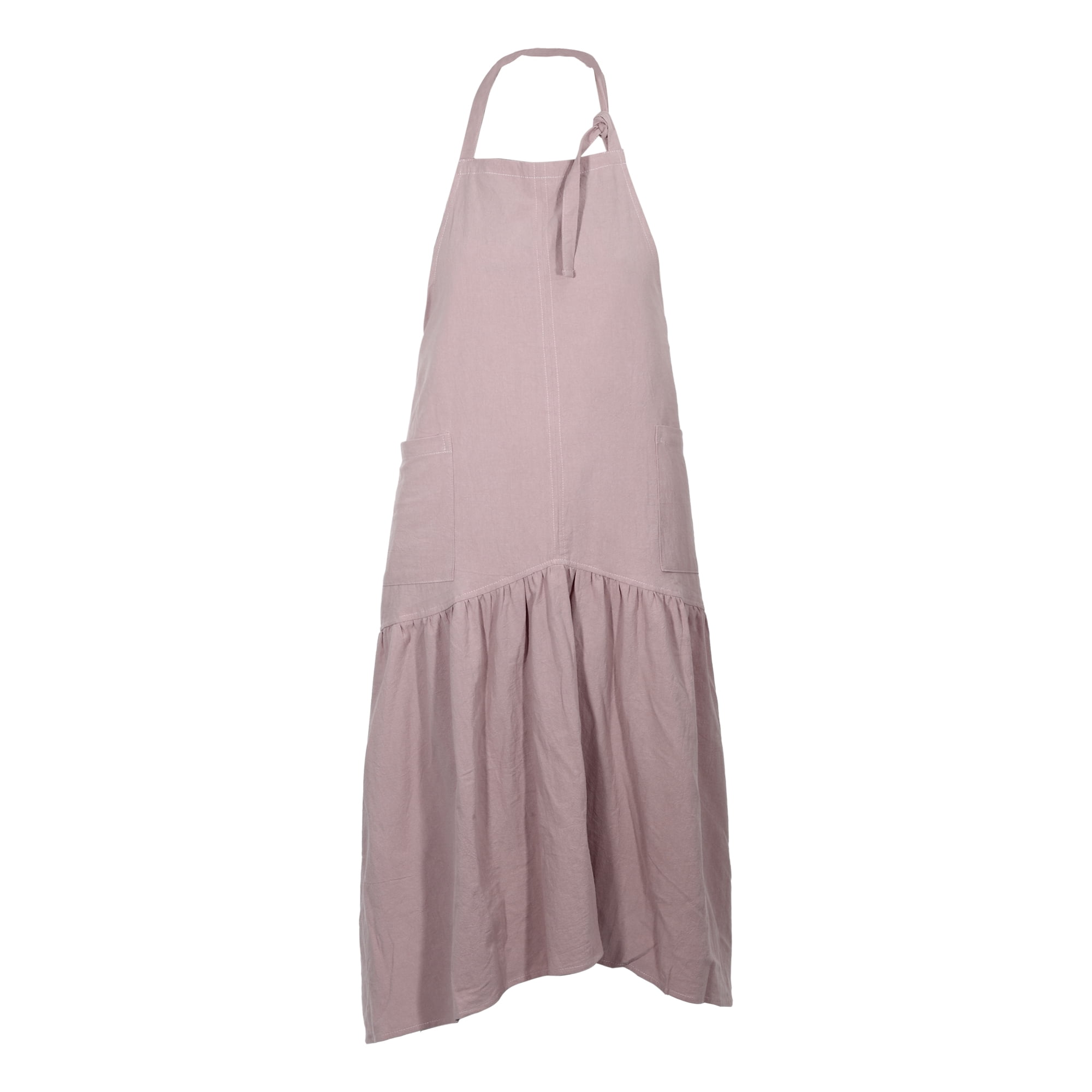Unique Bargains Cotton Linen Apron Halter Apron with Pockets Adjustable Neck Strap  Pink
