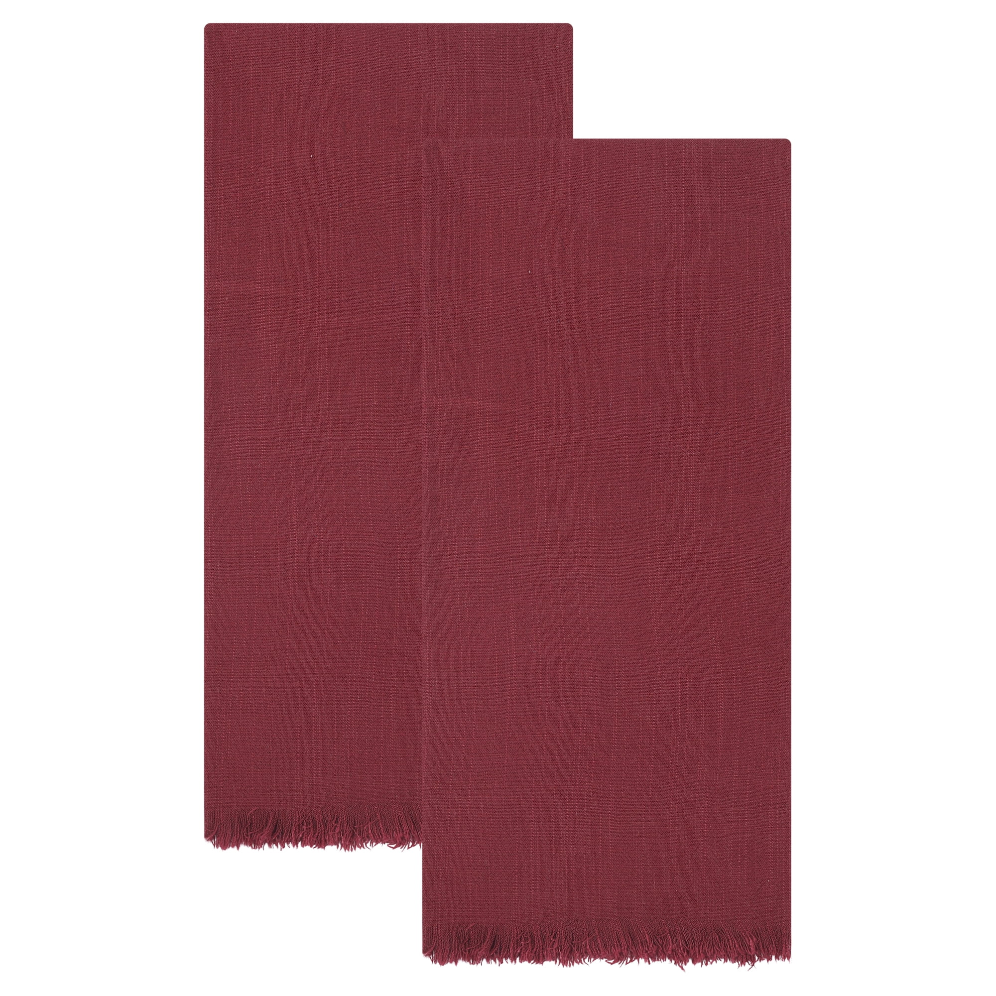 Unique Bargains Cotton Linen Kitchen Towels Claret 18" x 18"