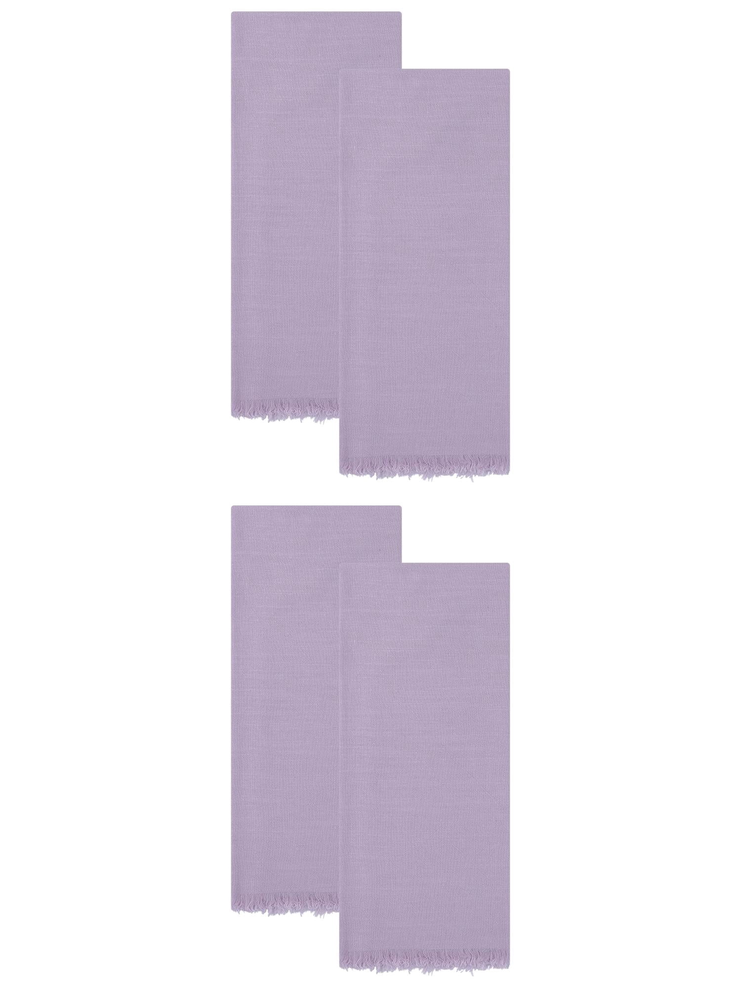 Unique Bargains Cotton Linen Kitchen Towels Claret 4 Pack Light Purple 18" x 18"