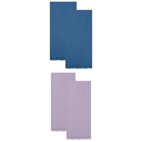 Unique Bargains Cotton Linen Kitchen Towels Claret 4 Pack Light Purple/Blue 18" x 18"