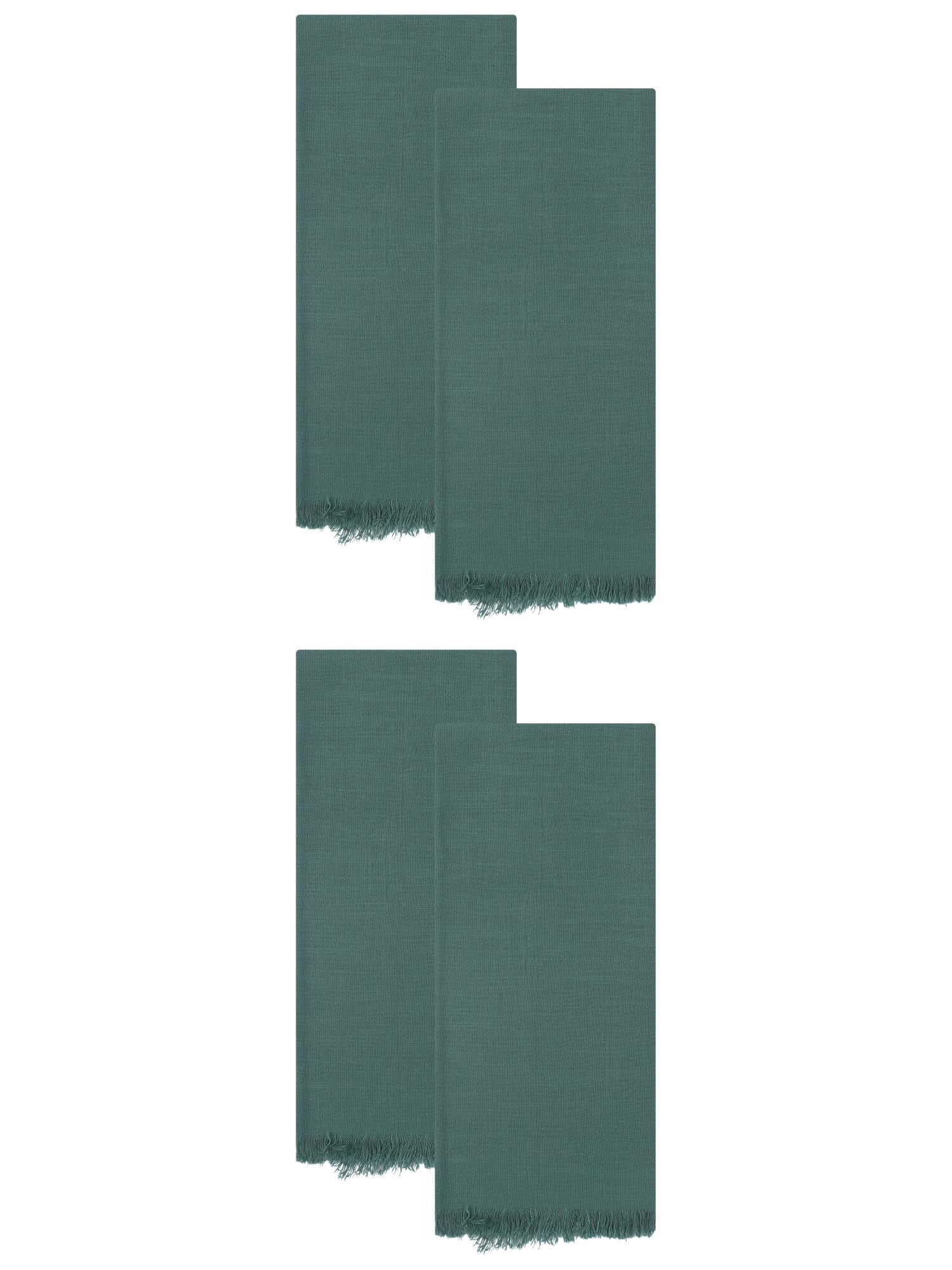 Unique Bargains Cotton Linen Quick Dry Kitchen Towels 4 Pack Dark Green 18" x 18"