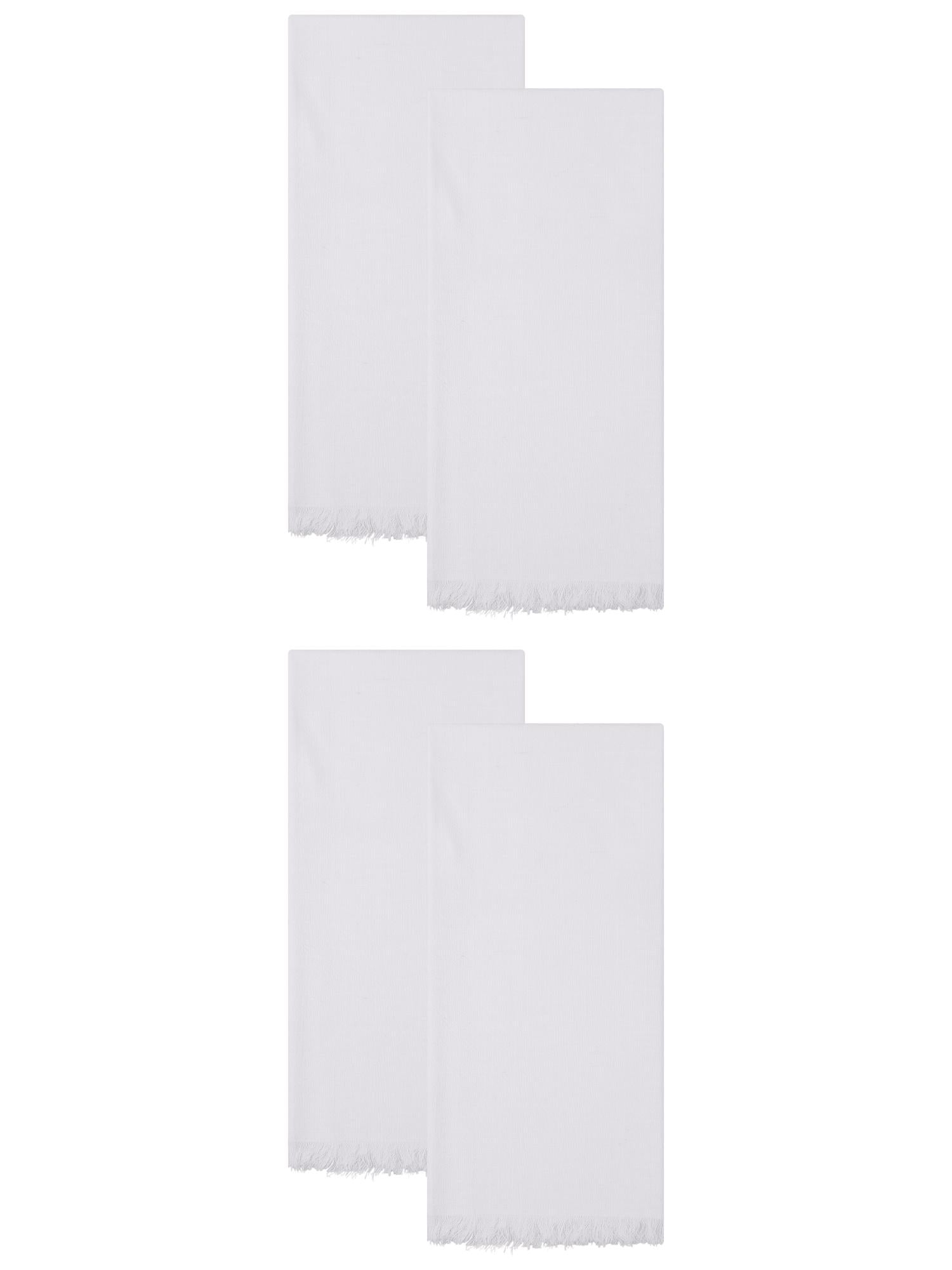 Unique Bargains Cotton Linen Quick Dry Kitchen Towels 4 Pack White 18" x 18"