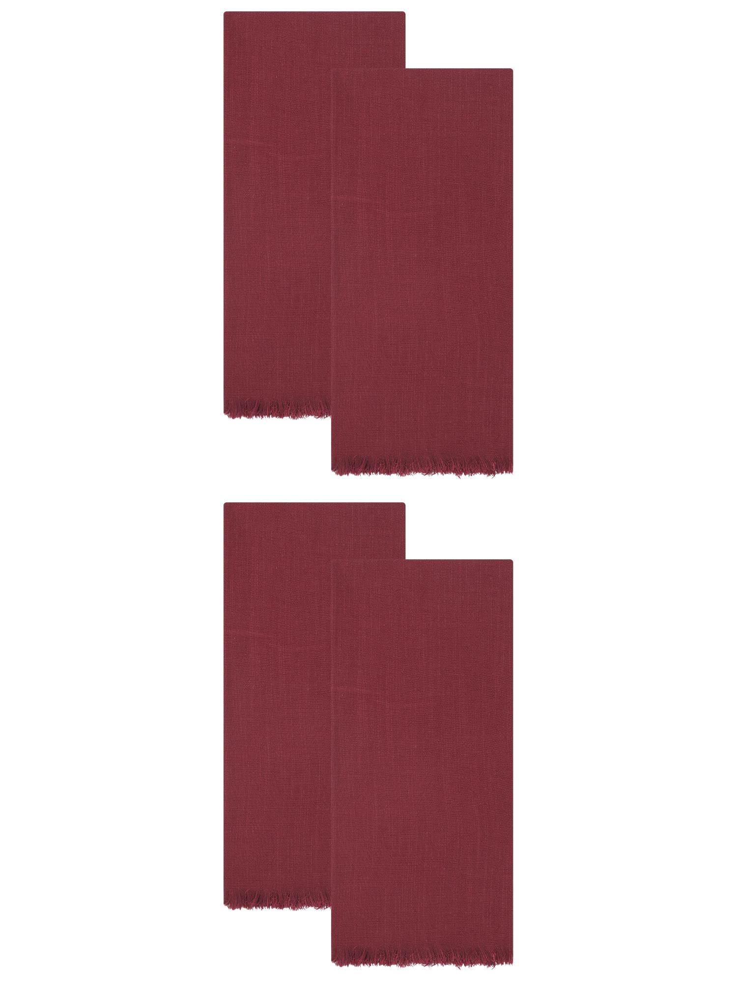 Unique Bargains Cotton Linen Quick Dry Kitchen Towels Claret 4 Pack Claret 18" x 18"