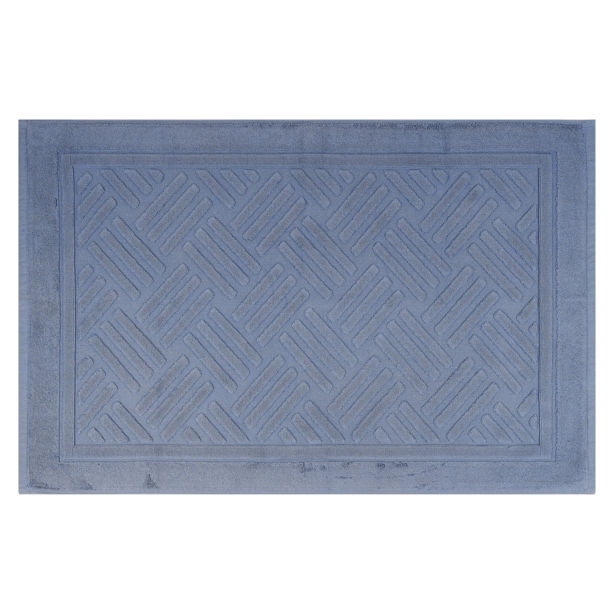 Unique Bargains Cotton Mat Towel Absorbent Floor Bath Rugs for Bathroom Blue 20" x 32"