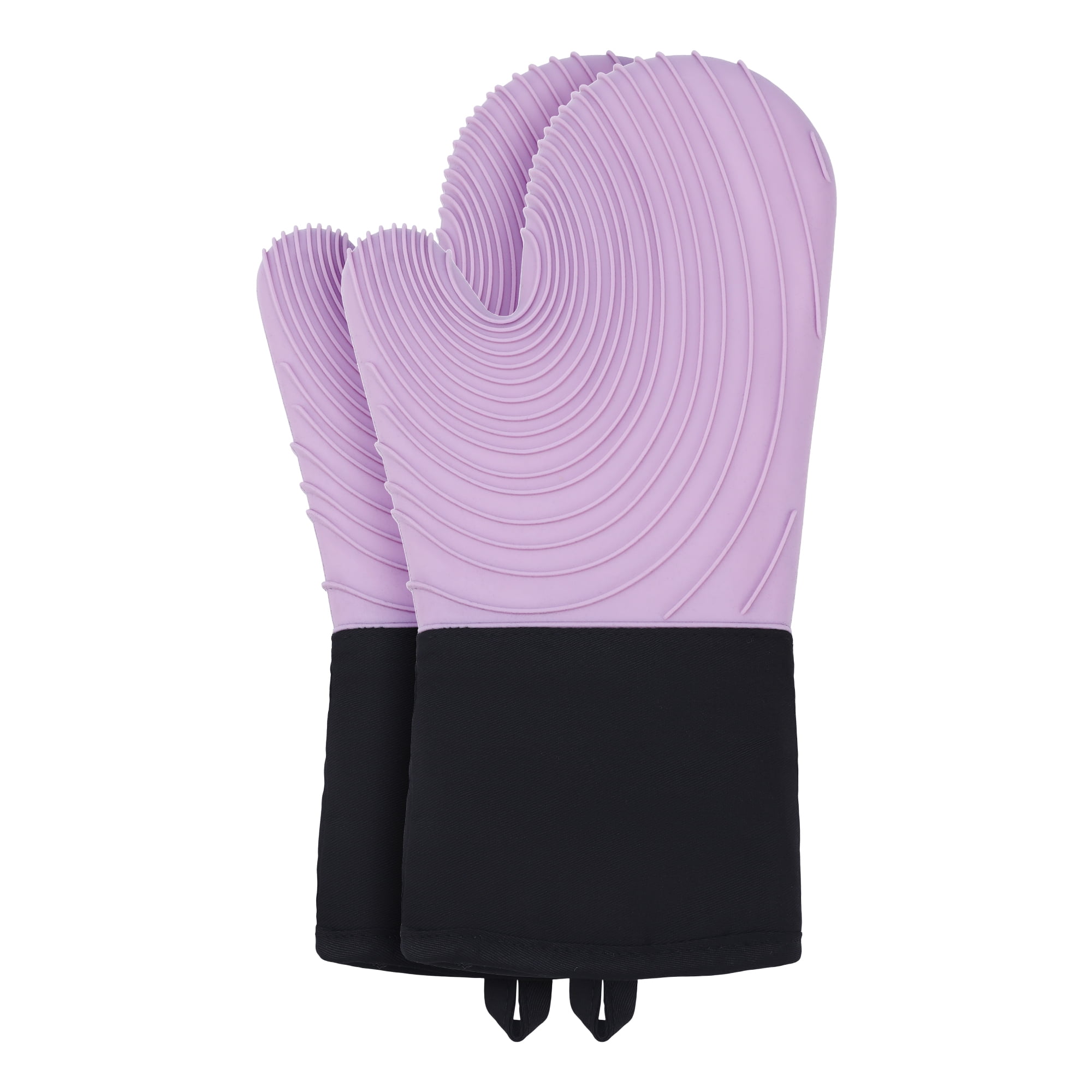 Unique Bargains Cotton Oven Mitts Heat-Resistant Cooking Gloves Purple 13.4x7.1inch