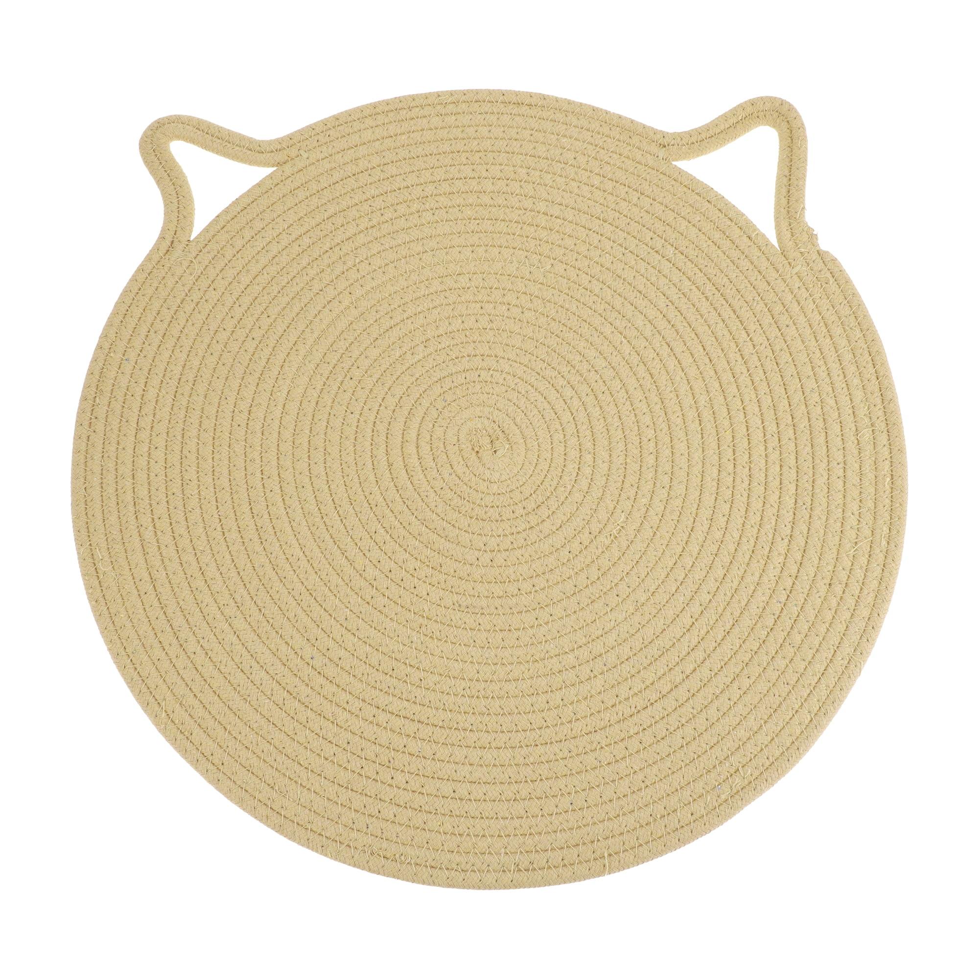 Unique Bargains Cotton Rope Cat Scratcher Mat  Floor Protector Beige 16.54"