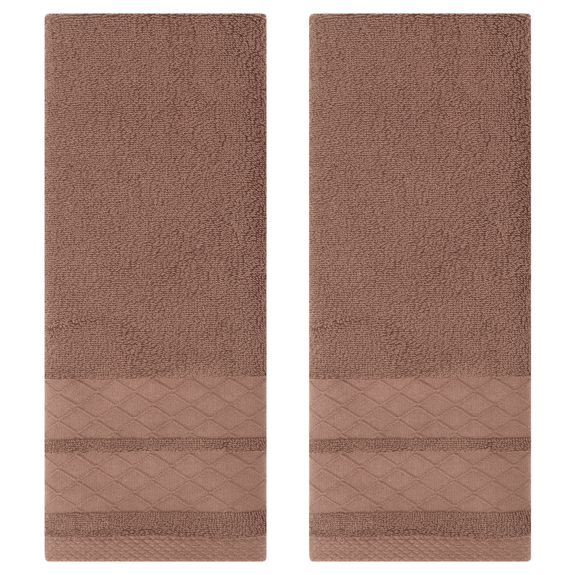 Unique Bargains Cotton Soft Hand Towels Geometry Pattern 2 Piece Brown