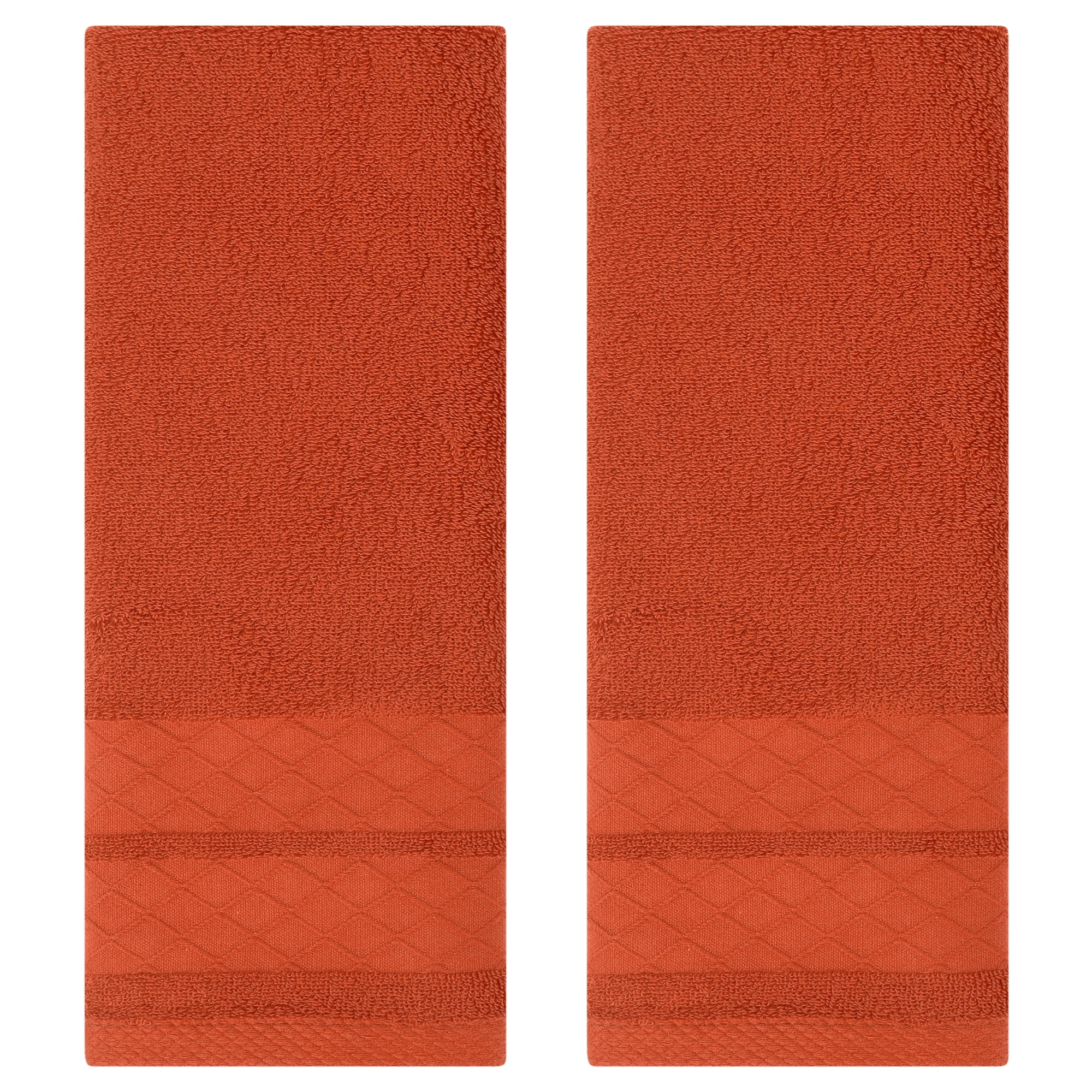 Unique Bargains Cotton Soft Hand Towels Geometry Pattern 2 Piece Coral