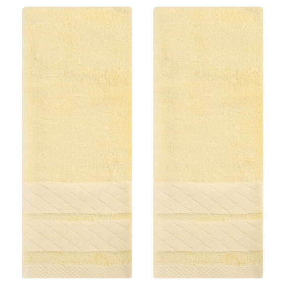 Unique Bargains Cotton Soft Hand Towels Geometry Pattern 2 Piece Cream