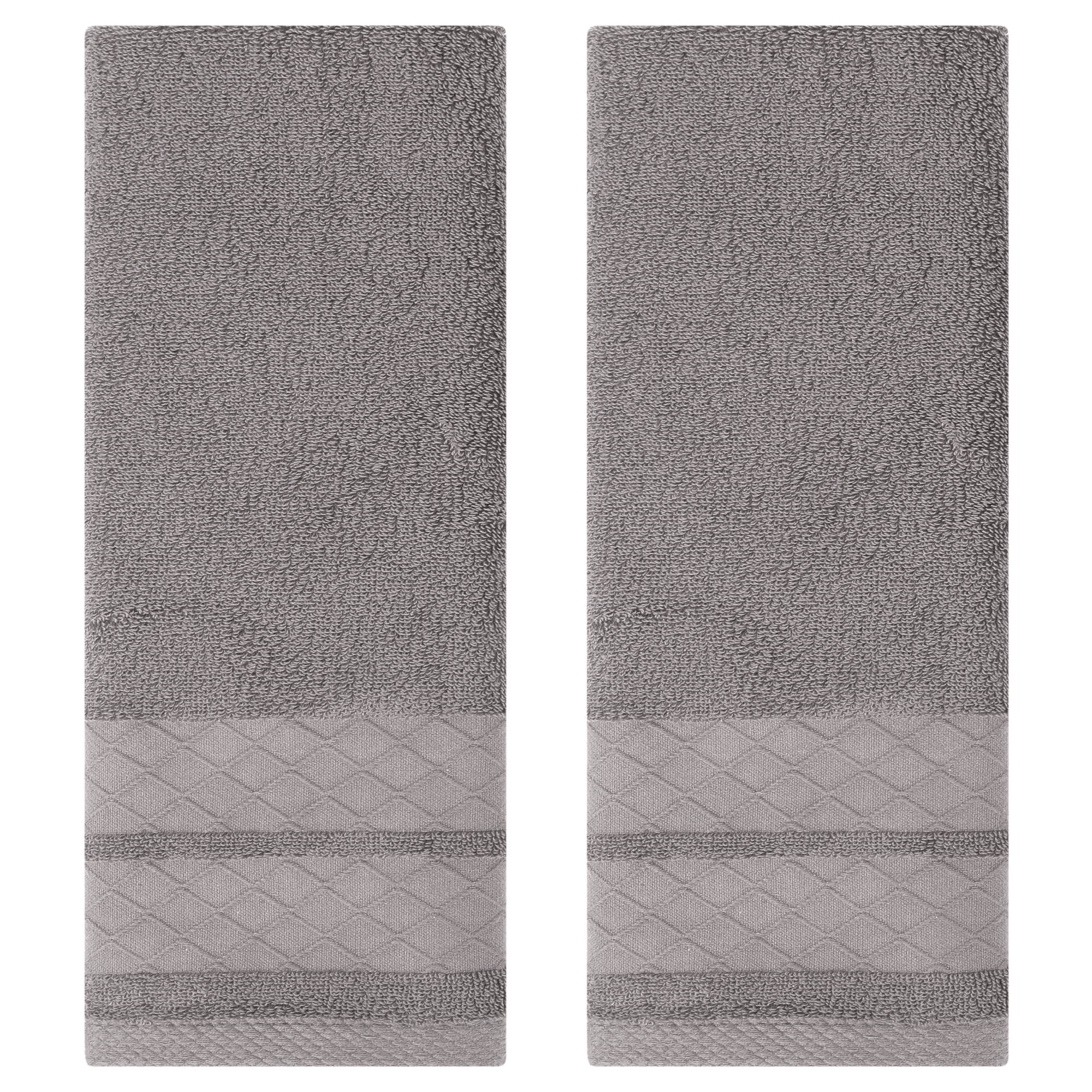 Unique Bargains Cotton Soft Hand Towels Geometry Pattern 2 Piece Grey