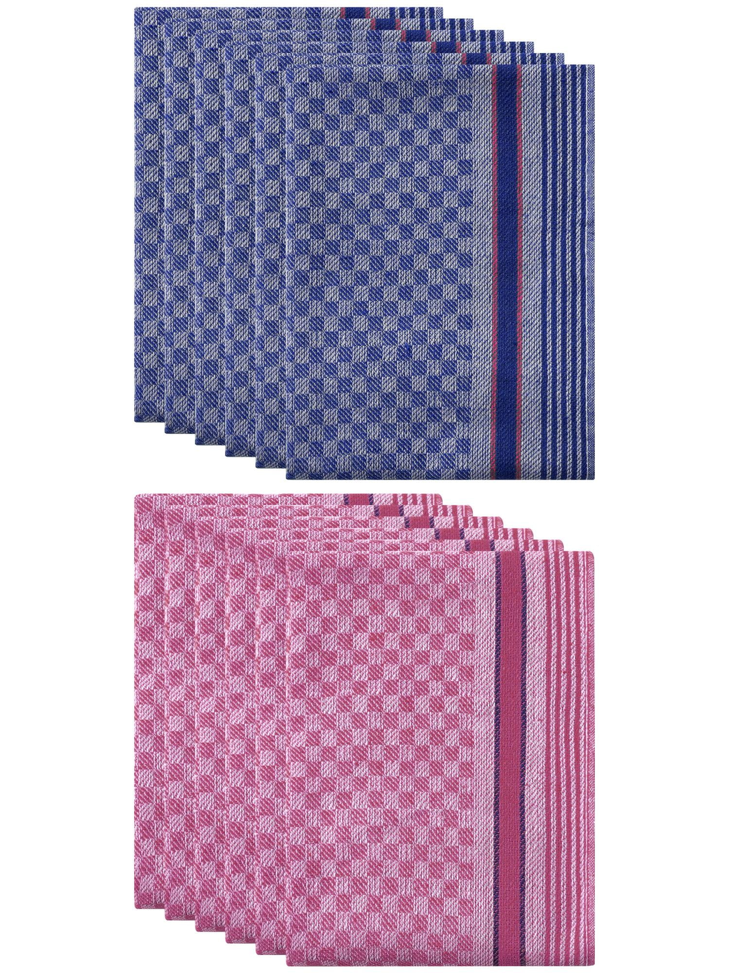 Unique Bargains Cotton Soft Waffle Weave Kitchen Dishcloths 15" x 25" Blue Pink