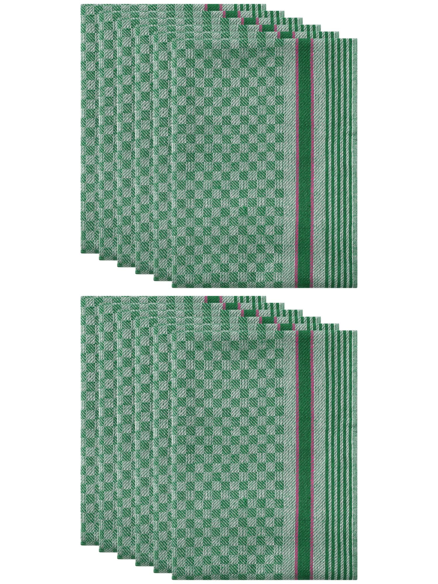 Unique Bargains Cotton Soft Waffle Weave Kitchen Dishcloths 15" x 25" Green 12 Pack