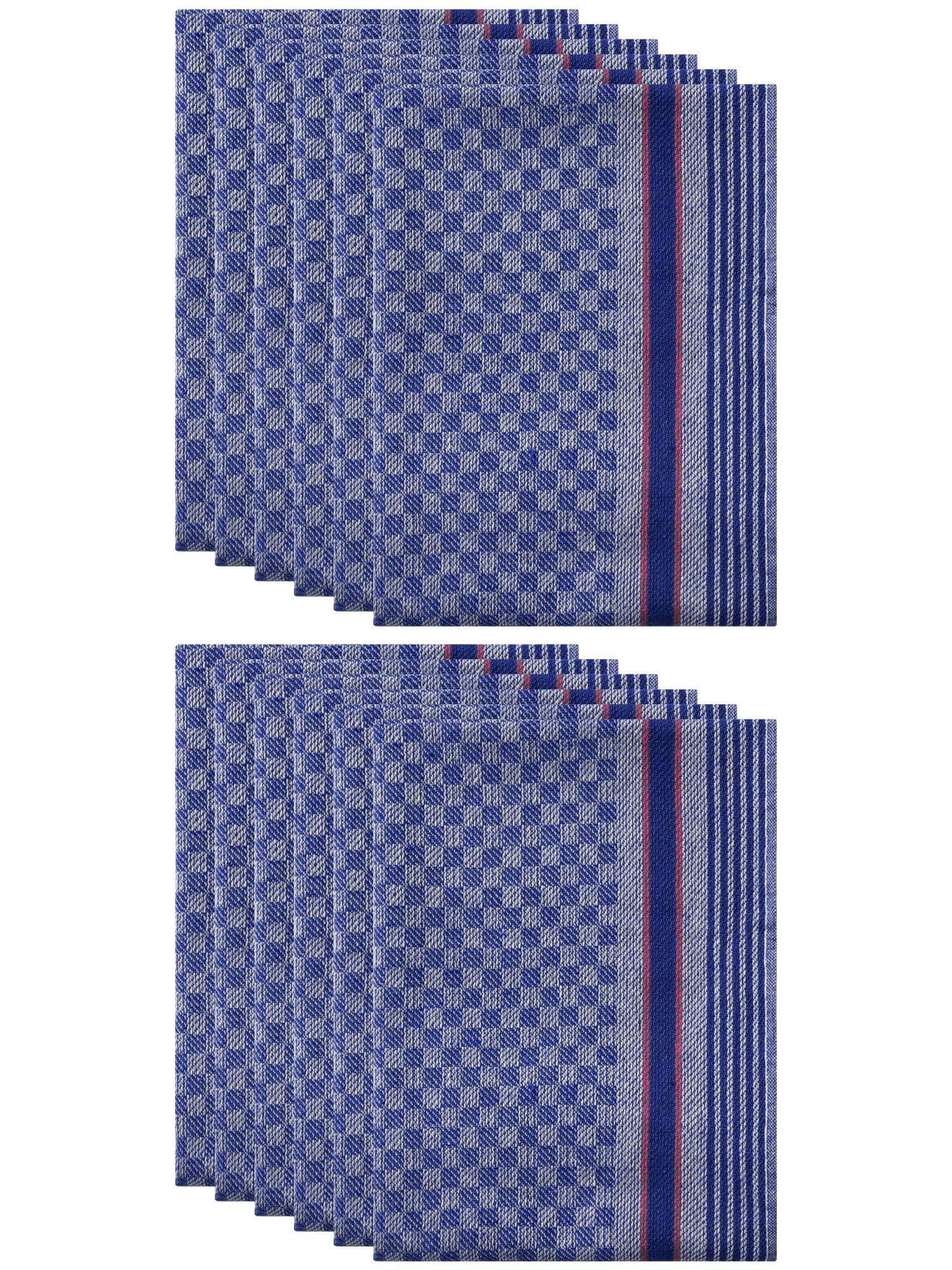 Unique Bargains Cotton Soft Waffle Weave Kitchen Dishcloths 15 x 25 Inches Blue 12 Pack