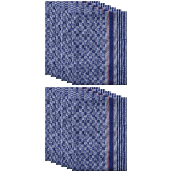 Unique Bargains Cotton Soft Waffle Weave Kitchen Dishcloths 15 x 25 Inches Blue 12 Pack