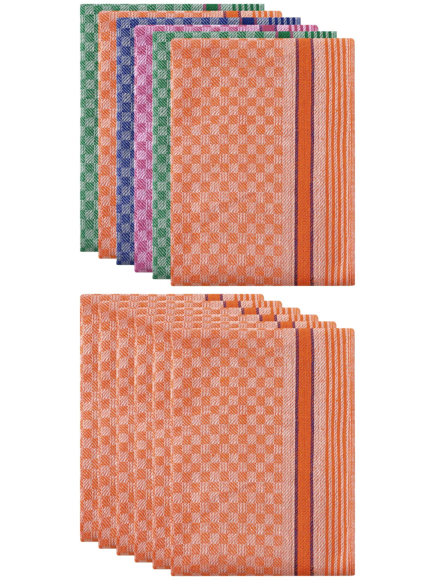 Unique Bargains Cotton Soft Waffle Weave Kitchen Dishcloths 15" x 25" Multicolor Orange