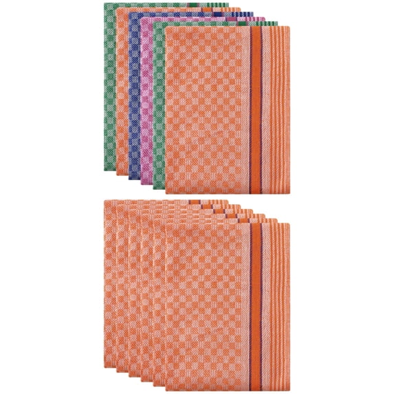 Unique Bargains Cotton Soft Waffle Weave Kitchen Dishcloths 15" x 25" Multicolor Orange