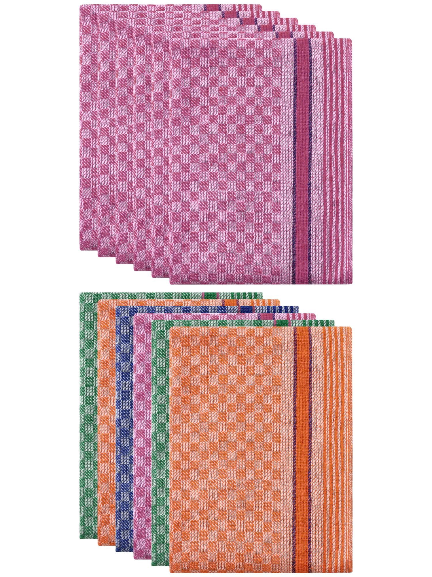 Unique Bargains Cotton Soft Waffle Weave Kitchen Dishcloths 15" x 25" Multicolor Pink